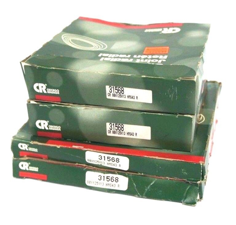 LOT OF 4 NIB CHICAGO RAWHIDE 31568 OIL SEAL 80MM X 125MM X 13MM HMS43R