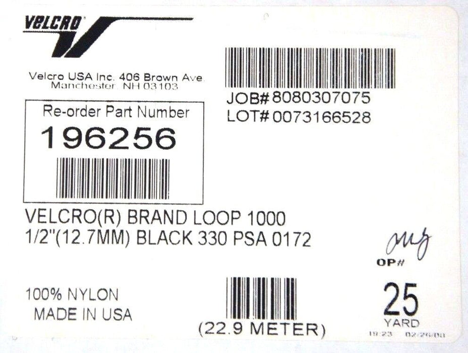 (500 YARDS) NEW VELCRO 196256 LOOP 1000 1/2" (12.7MM) BLACK 330 PSA 0172