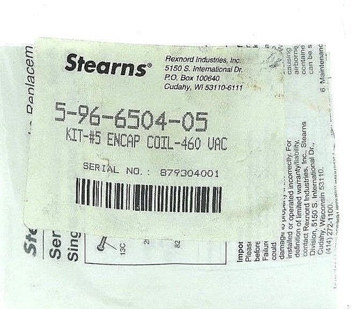 NEW STERNS 5-96-6504-05 KIT #5 ENCAP COIL 460 VAC, 596650405