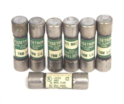 LOT OF 7 BUSSMANN FUSETRON FNM 1/4 FUSES 1/4AMP, 250VAC, FNM14