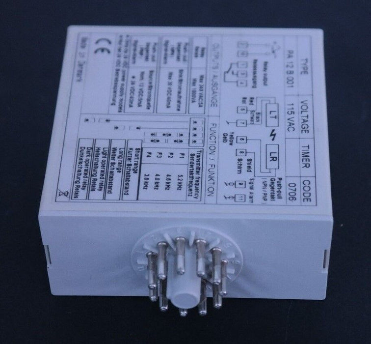 NIB TELCO SENSORS PA-12-B-001 OPTO PHOTOELECTRIC AMPLIFIER RELAY 115VAC PA12B001