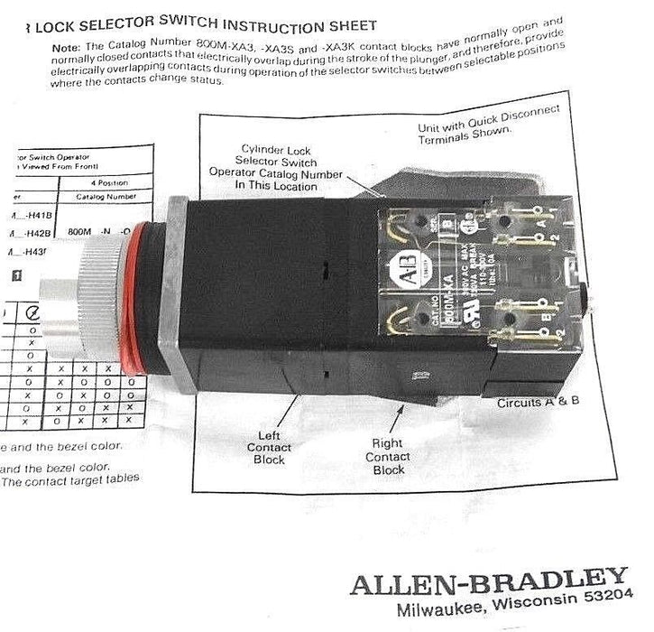 NIB ALLEN BRADLEY 800MR-N31QB SER. A SELECTOR SWITCH 800MRN31Q SER. A