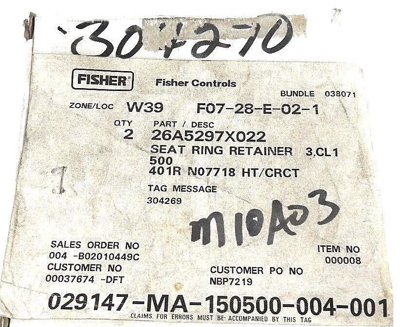 NIB FISHER CONTROLS 26A5297X022  SEAT RING RETINER