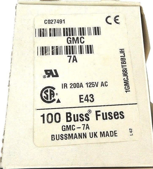 BOX OF 90 NEW BUSSMANN BUSS GMC-7A FUSES GMC7A, IR 200A, 125V AC