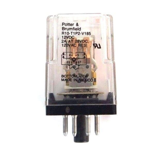 LOT OF 2 POTTER & BRUMFIELD R10-T1P2-V185 RELAYS 12VDC, 2A AT 28VDC, 120VAC