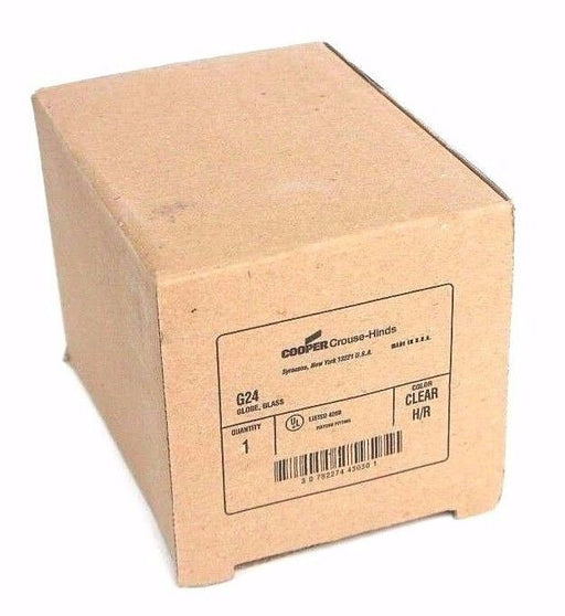 NIB COOPER CROUSE-HINDS G24 CLEAR GLASS GLOBE FOR LIGHT FIXTURE