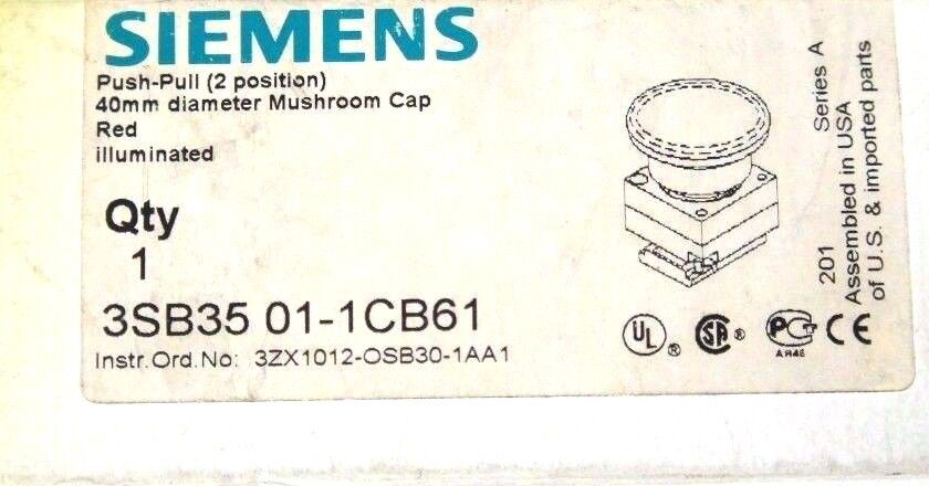 NIB SIEMENS 3SB35-01-1CB61 ILLUMINATED PUSH BUTTON RED 3SB35011CB61