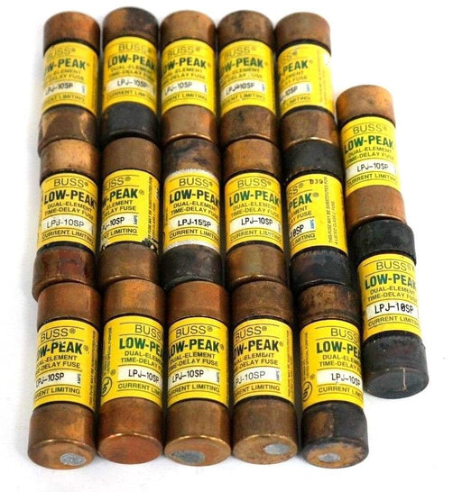 LOT OF 16 BUSS LPJ-10SP TIME-DELAY FUSES 10A, 600V, LPJ10SP