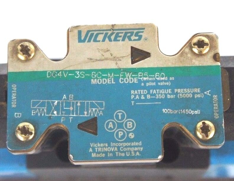 VICKERS DG5S4-046C-M-FW-B5-60 VALVE W/ DG4V-3S-6C-M-FW-B5-60 PILOT VALVE