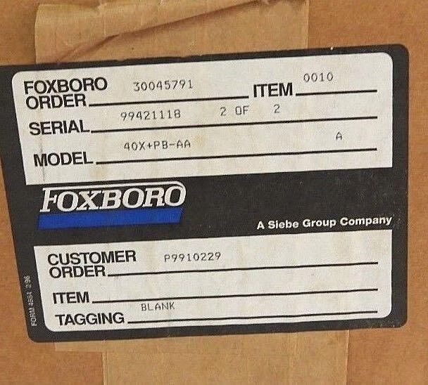 NIB FOXBORO 40X+PB-AA PRESSURE MEASURING ELEMENT 40XPBAA