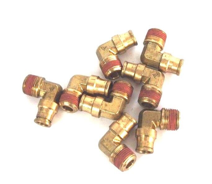LOT OF 8 NEW BRASS QUICK CONNECT MALE ELBOW FITTINGS 3/8" NPT X 1/4" OD