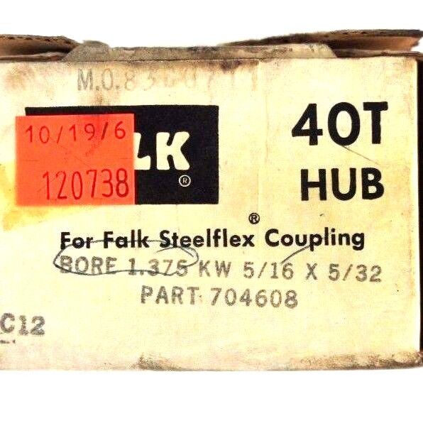 NIB FALK 704608 STEELFLEX COUPLING 40T HUB 1.375" BORE