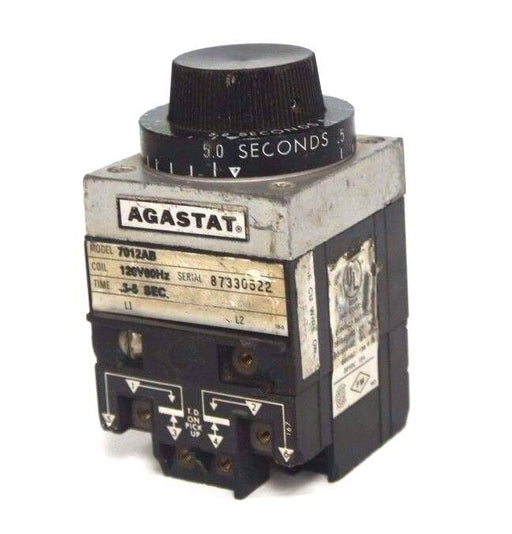 AGASTAT 7012AB TIME DELAY RELAY COIL: 120V 60HZ, TIME: .5 - 5 SEC.