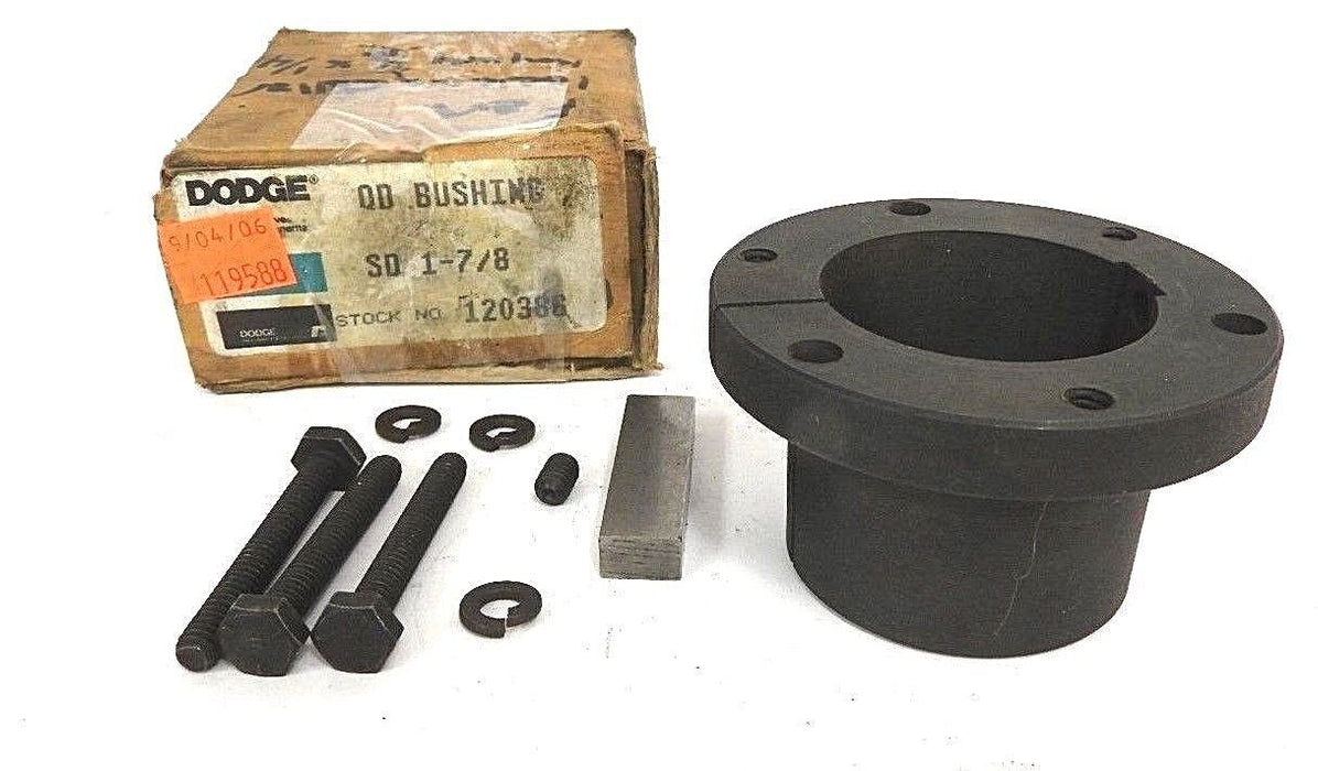 NIB DODGE SD-1-7/8 QD BUSHING 120386 W/ BOLTS & KEY, SD178