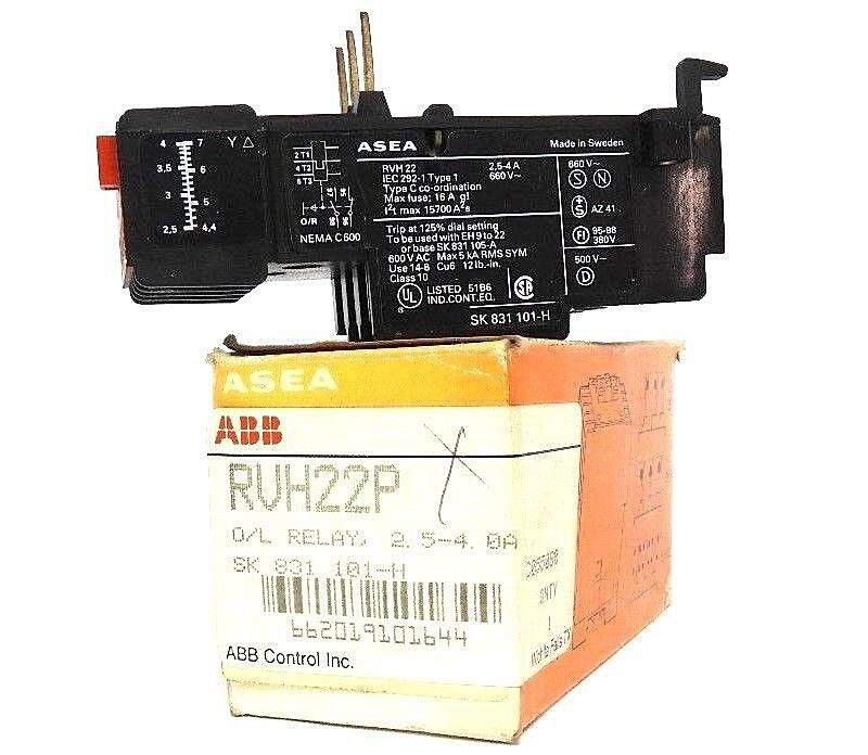 NIB ASEA ABB RVH22P OVERLOAD RELAY, 2.5-4.0A