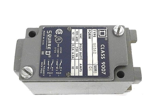 SQUARE D 9007-B65A2 LIMIT SWITCH 9007B65A2, SER. B, FORM: CK