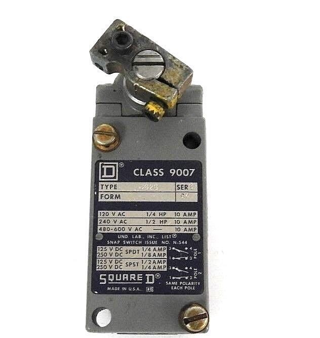 SQUARE D 9007-B62B LIMIT SWITCH SER. B, FORM: GK W/ OPERATING HEAD