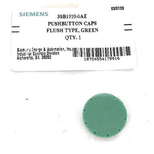 LOT OF 13 NEW SIEMENS 3SB1-910-0AE PUSHBUTTON CAPS FLUSH TYPE, GREEN, 3SB19100AE