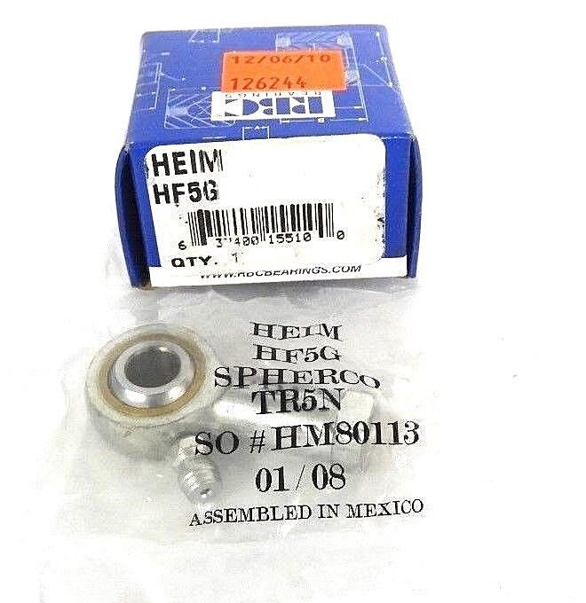 NIB RBC HEIM HF5G ROD END RH FEMALE W/GREASE FITTING