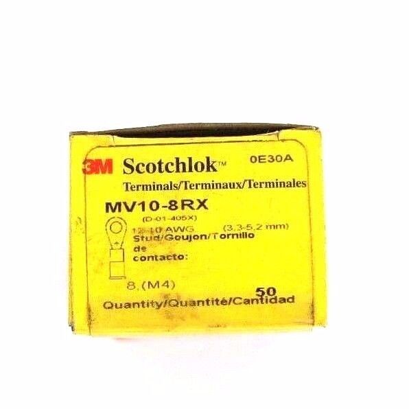 BOX OF 63 NEW 3M SCOTCHLOK MV10-8RX RING TERMINALS VINYL INSULATED