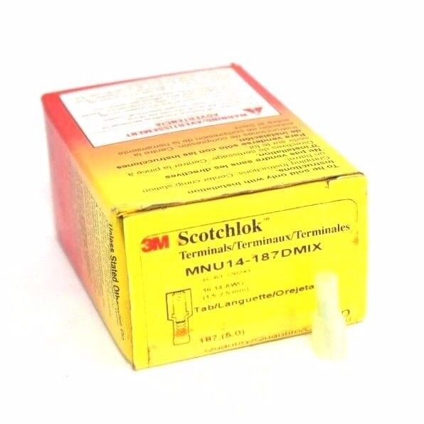 BOX OF 100 NEW 3M SCOTCHLOK MNU14-187DMIX MALE DISCONNECT NYLON INSULATED