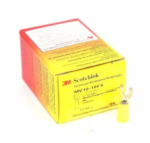 BOX OF 50 NEW 3M SCOTCHLOK MV10-10FX FORK TERMINALS MV1010FX, 12-10 AWG