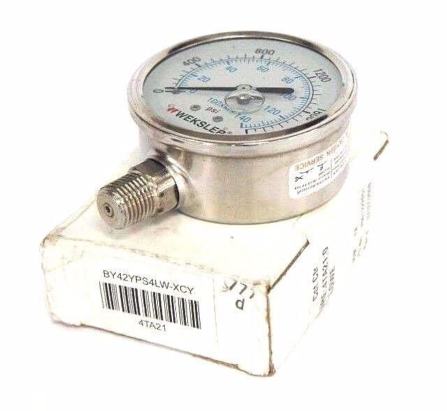 NIB WEKSLER BY42YPS4LW-XCY GAUGE 0-2000 PSI, 1/4" NPT, 2.5", BY42YPS4LW