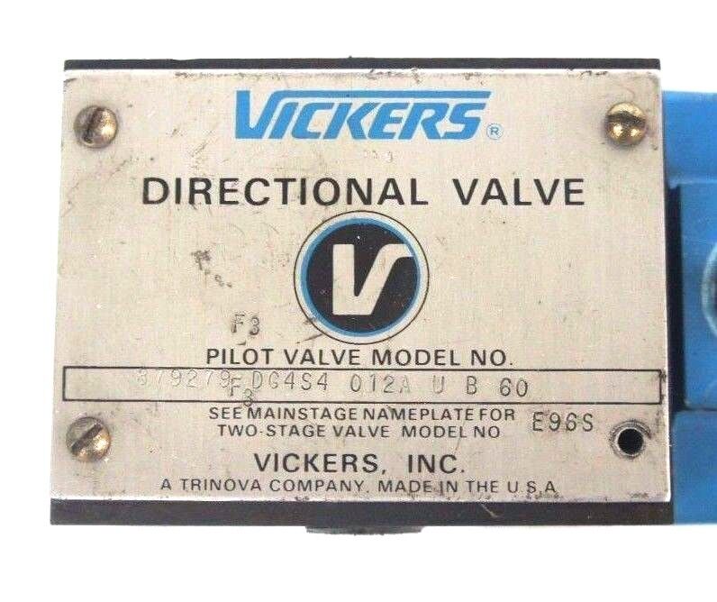 VICKERS DG4S4-012A-U-B-60 DIRECTIONAL VALVE 879279 W/ 879141 COIL