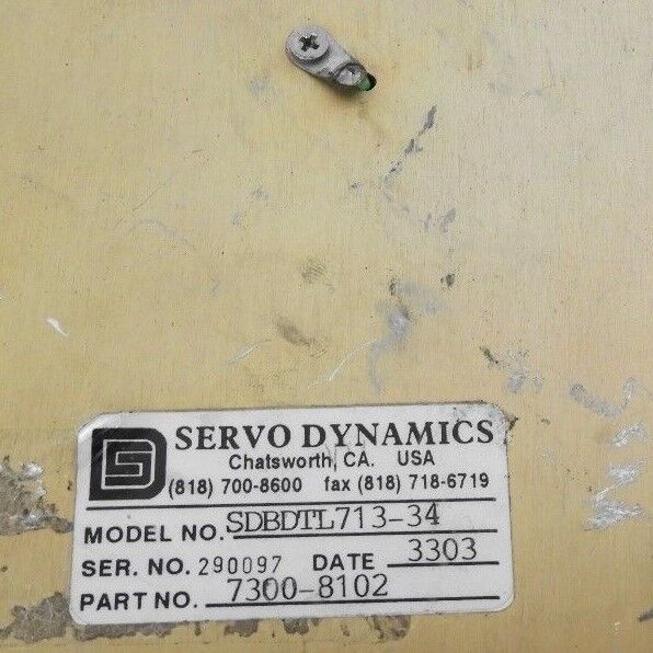 SERVO DYNAMICS SDBDTL713-34 PART NO. 7300-8102