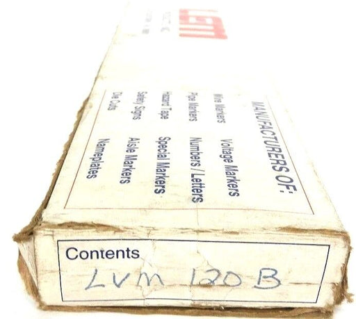 BOX OF 64 NEW LEM PRODUCTS LVM-120B CONDUIT MARKER LEGEND 120V 4-1/2INCH