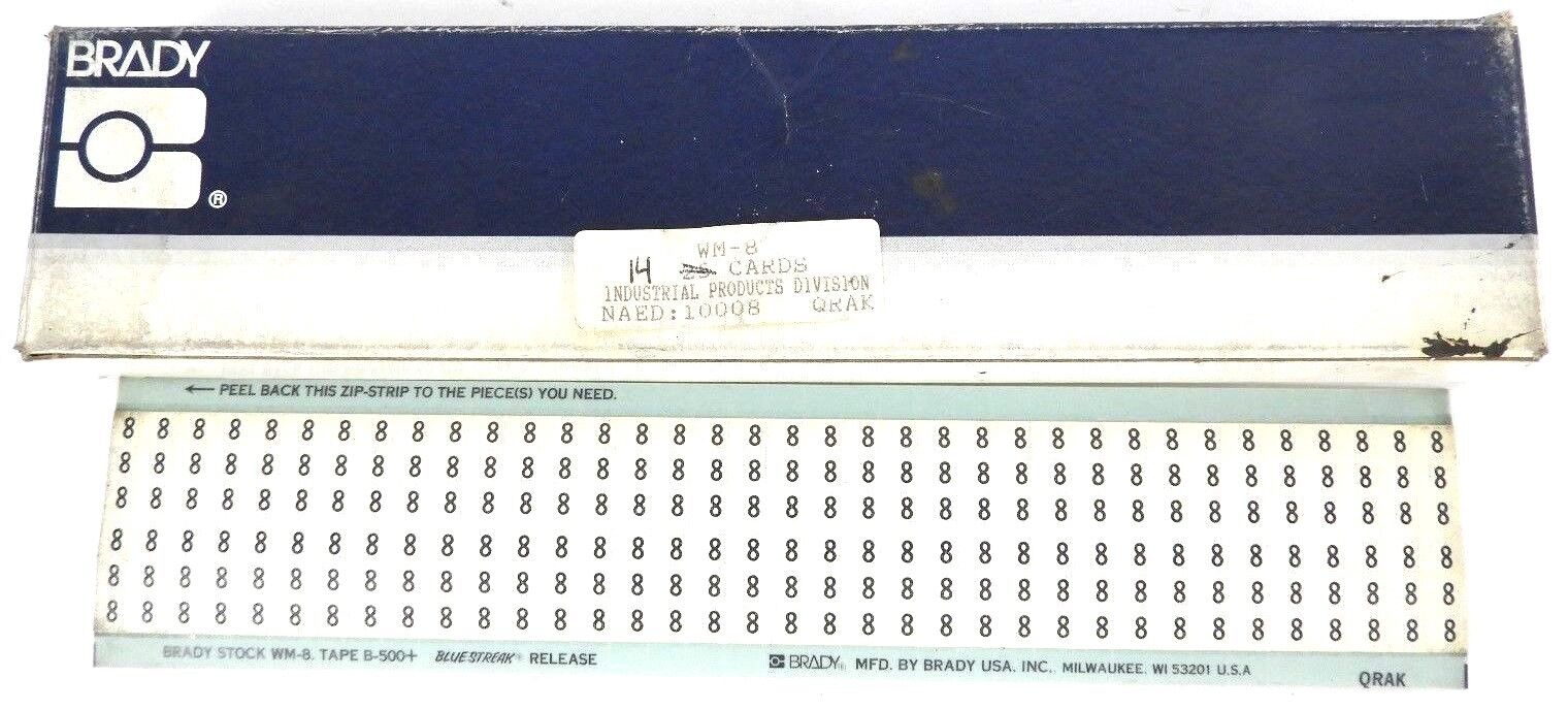 BOX OF 14 NEW BRADY WM-8 WIRE MARKER CARD WM8 NUMBER 8