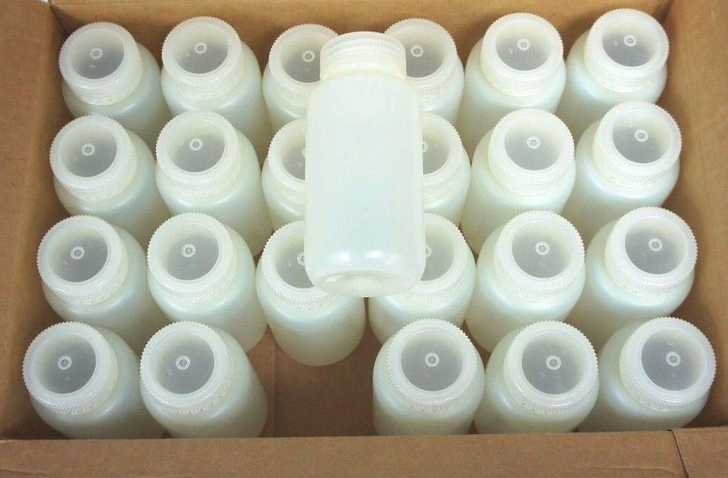 CASE OF 24 LAB SAFETY SUPPLY 25112-2 CLEAR 8 OZ PRECLEANED PREMIER HDPE BOTTLES