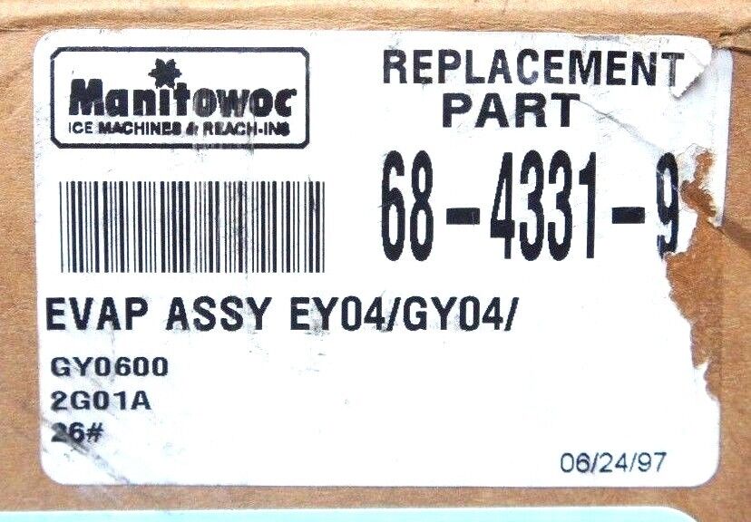 NIB MANITOWOC 68-4331-9 EVAP ASSY EY04/GY04/GY0600, 6843319 EVAPORATOR