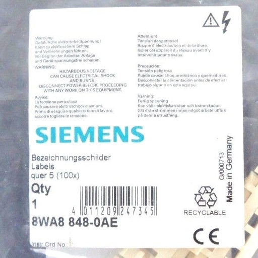 LOT OF 3 NEW SIEMENS 8WA8-848-0AE LABEL MARKER NUMBER 5 TOTAL 300