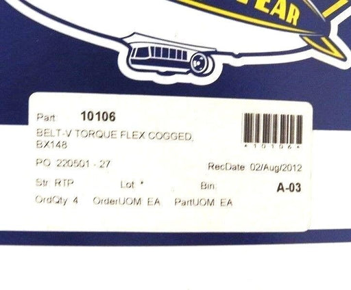 LOT OF 2 NEW GOODYEAR BX87 TORQUE-FLEX COGGED V-BELTS, MATCHMAKER SC, 10115