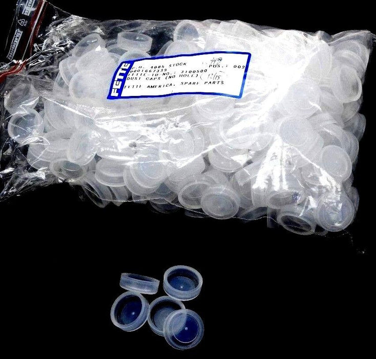 LOT OF 244 NEW FETTE SPARE PARTS CO. 3100500 CLEAR NO HOLE DUST CAPS