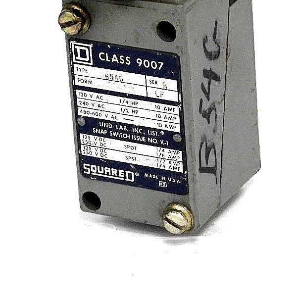 SQUARE D 9007-B54G SER. B LIMIT SWITCH 9007B54G