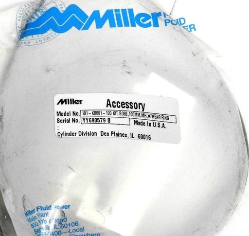 LOT OF 2 NEW MILLER FLUID POWER 191-KB001-100 KIT, BORE, 100MM, MH, W/WEAR RING