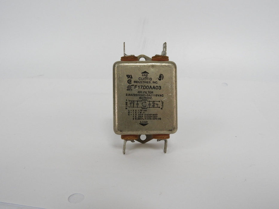 CURTIS INDUSTRIES F1700AA03 FILTER RFI 2.5AMP/250VAC 3AMP/115VAC 50/60HZ