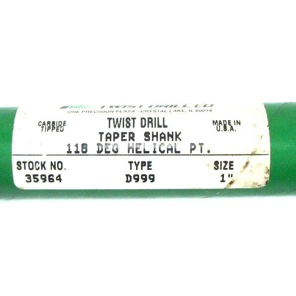 NEW PRECISION TWIST 35964 TAPER SHANK 118 HELICAL PT. DRILL BIT TYPE D999 1"