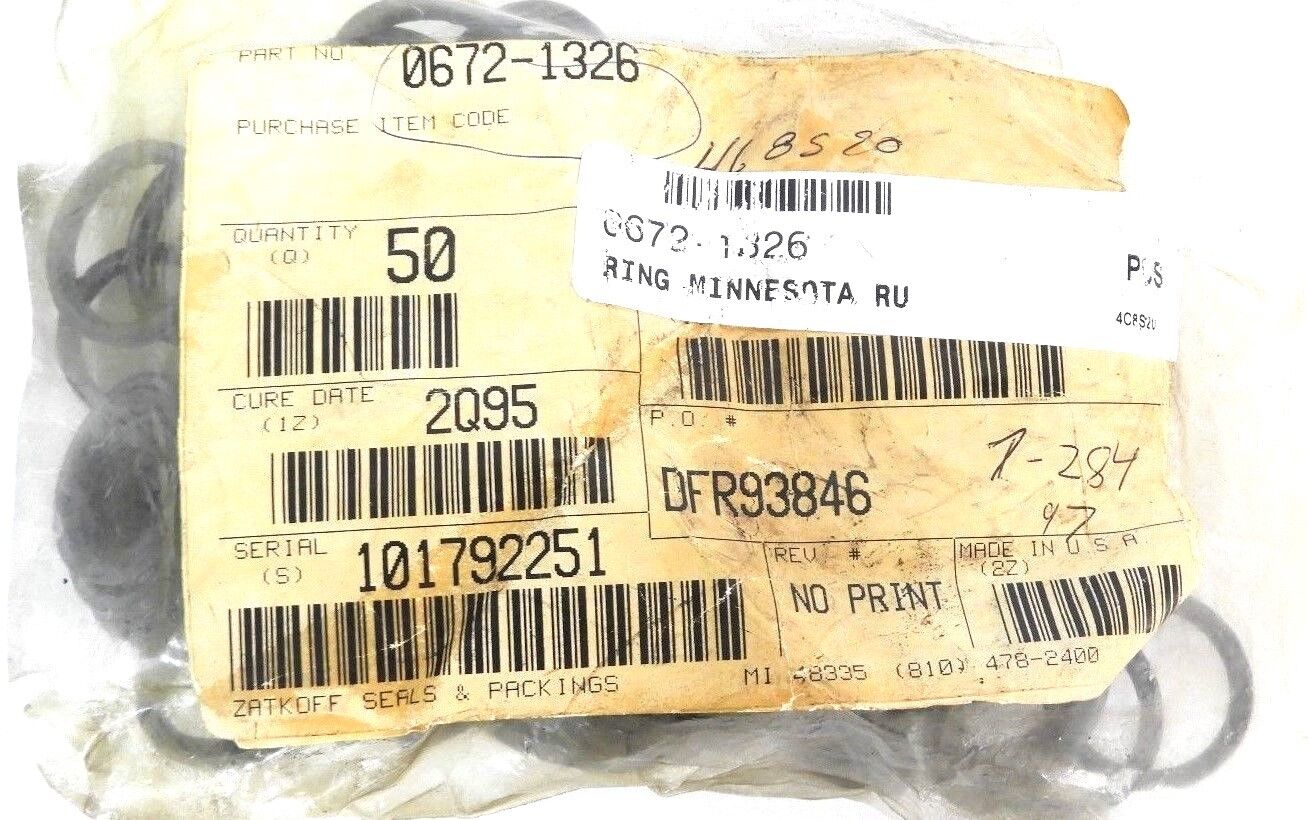 LOT OF 91 NEW ZATKOFF 0672-1326 O-RINGS 06721326