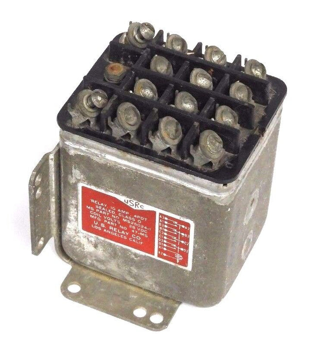 USRC U.S RELAY CO. 47-MS, MS25024-A, COIL VOLTS 28 VDC, 10 AMP, 4 PDT