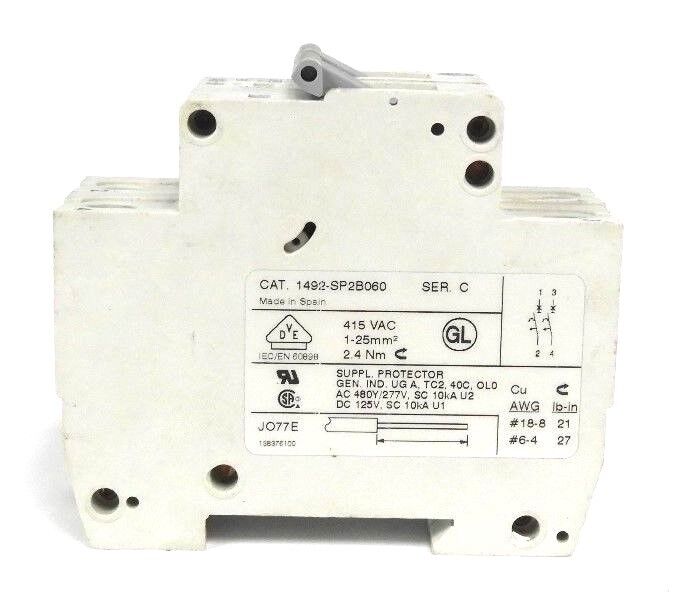 ALLEN BRADLEY 1492-SP2B060 MINIATURE CIRCUIT BREAKER SER. C