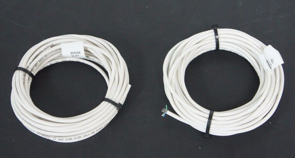 LOT OF 2 NEW GENERIC 800248 WHITE CABLES 22 AWG, 6 CONDUCTOR, 25'