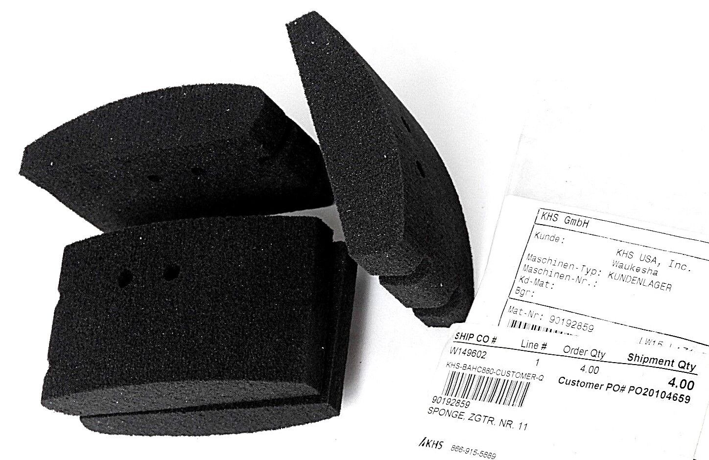LOT OF 4 NEW KHS SPONGES, ZGTR. NR. 11 KHS-BAHC880, MAT-NR: 90192859