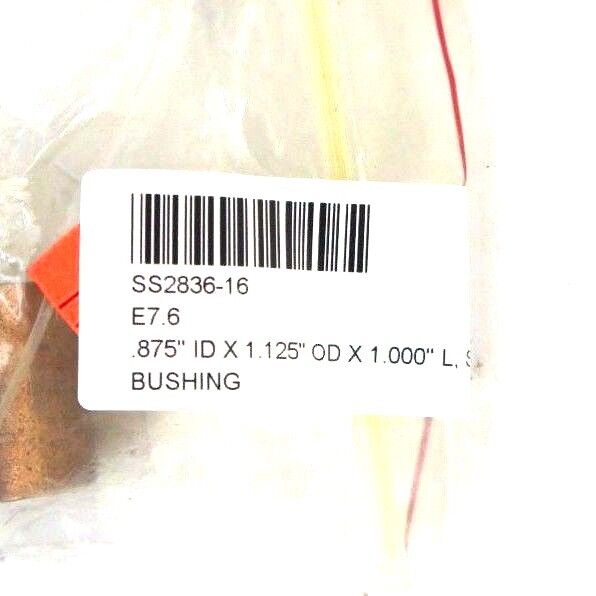 LOT OF 6 NEW GENERIC SS2836-16 BRONZE SLEEVE BEARINGS 0.875 ID, 1" L, SS283616