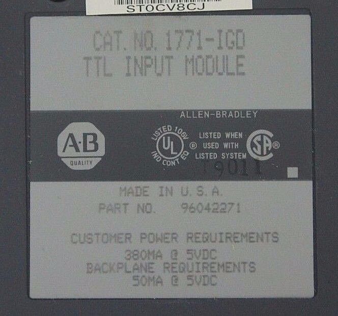 ALLEN BRADLEY 1771-IGD TTL INPUT MODULE, 96042271, 1771IGD