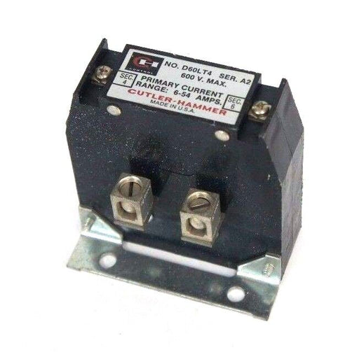 CUTLER HAMMER D60LT4 TRANSFORMER CURRENT RELAY SER. A2, 6-54 AMPS
