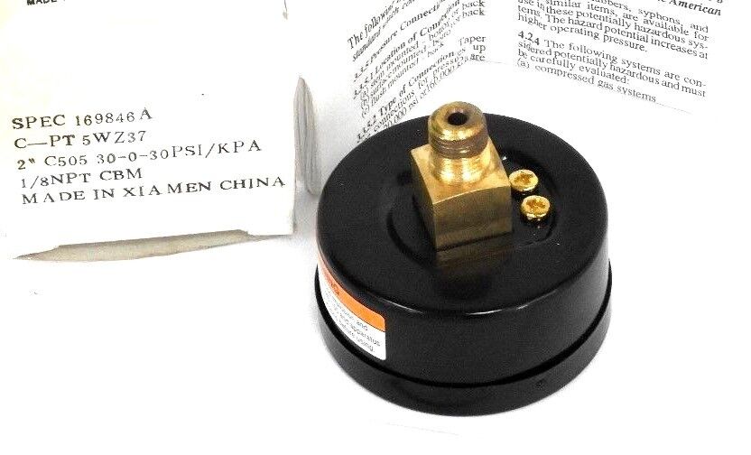 NIB GRAINGER C-PT5WZ37 PRESSURE GAUGE 2" 30-0-30 PSI/KPA, CPT5WZ37