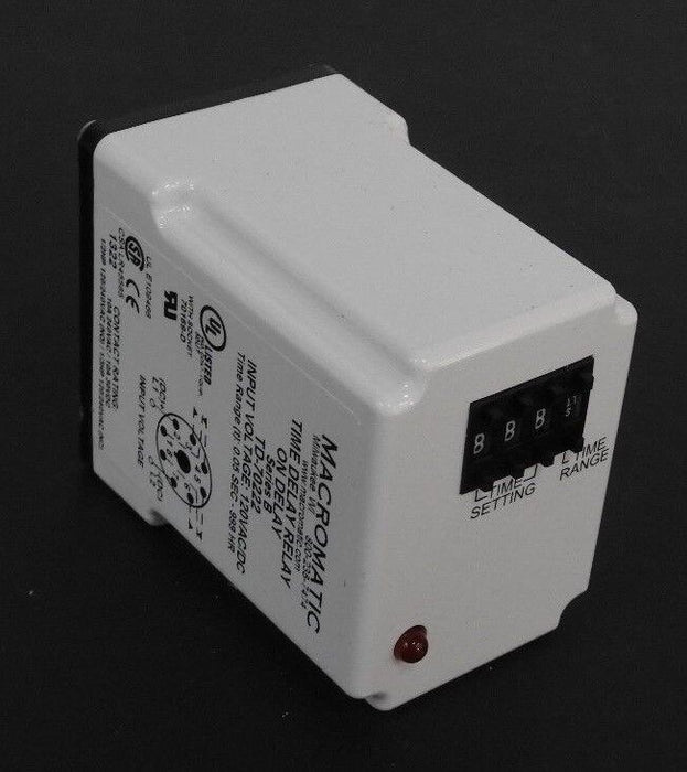 NIB MACROMATIC TD-70222 TIME DELAY RELAY SERIES B, 120V, 0.05SEC-999HR, TD70222